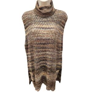 Cato XL turtle neck knit wool blend fall colors sleevless sweater tunic top EUC